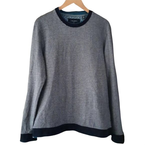 Ted Baker London Mens Jax Crew Neck Cotton Sweatshirt Blue Size